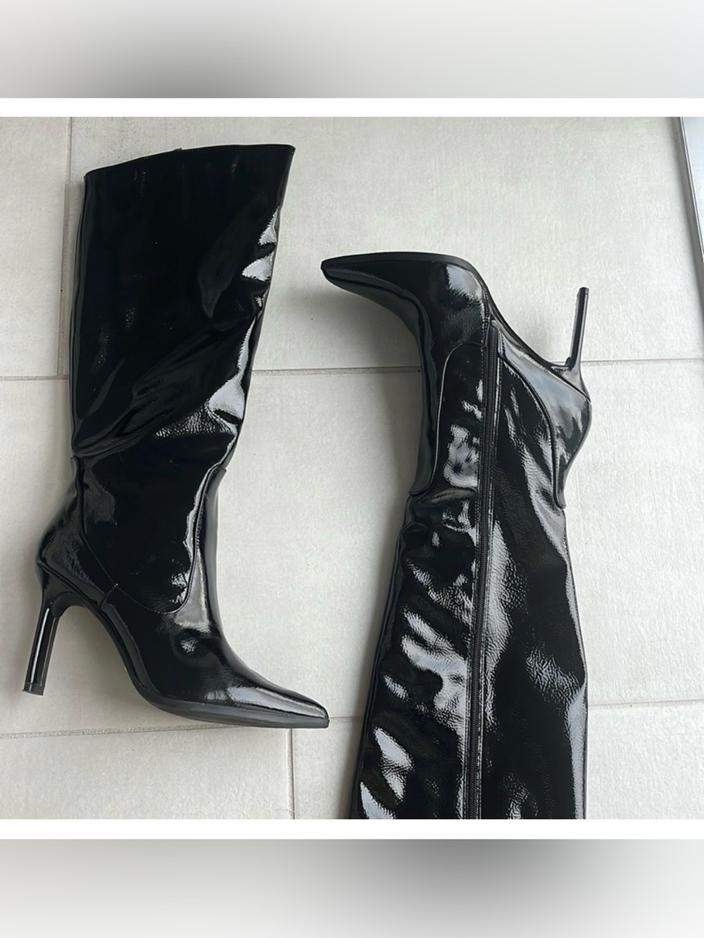Billini Black Patent Knee-High Stiletto Boots